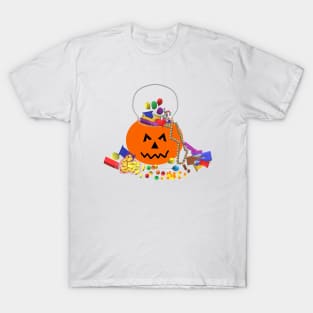 Halloween Candy Pumpkin Bucket (White Background) T-Shirt